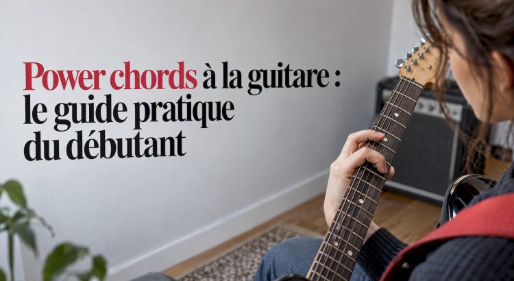 En train de former un power chord sur une guitare électrique