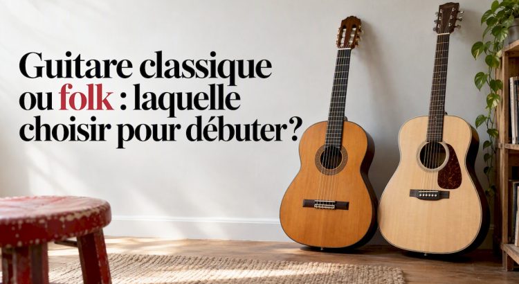 Guitare classique et guitare folk l’une à côté de l’autre