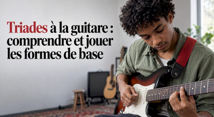 Le guitariste forme une triade sur le manche