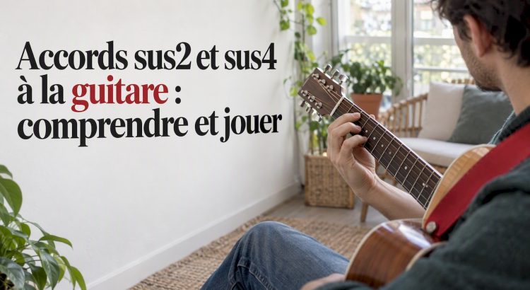 Guitariste novice jouant un accord suspendu