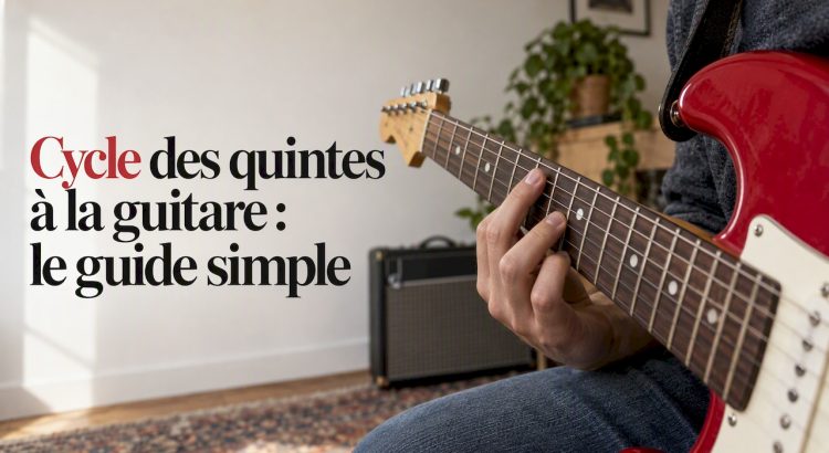 En train de jouer un power chord sur une guitare électrique